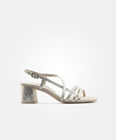 Pumps with ankle strap in silver Paul Green